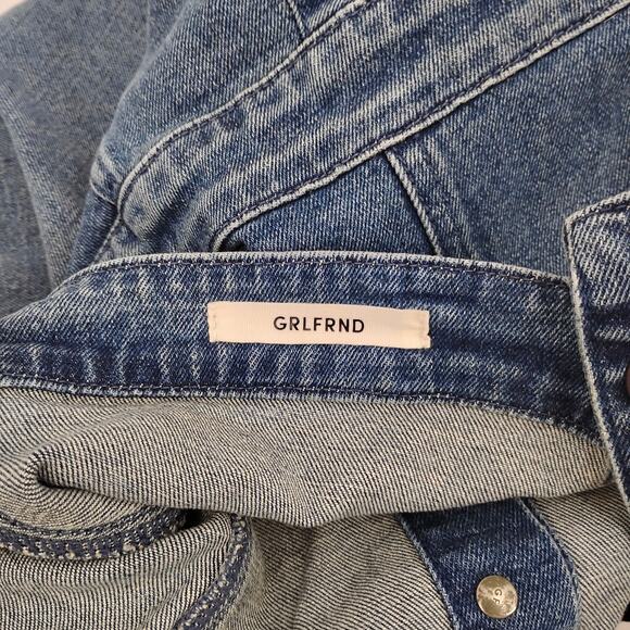 Grlfrnd Hill Overalls Jumpsuit Denim Cropped Alive Again Blue Wash Size Small - Picture 3 of 4